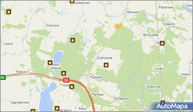 mapa Dobropole gmina Wolin, Dobropole gmina Wolin na mapie Targeo