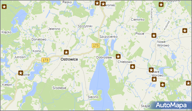 mapa Dobrosław gmina Ostrowice, Dobrosław gmina Ostrowice na mapie Targeo