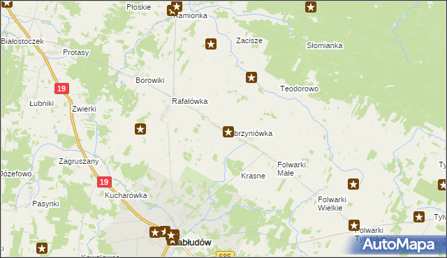 mapa Dobrzyniówka gmina Zabłudów, Dobrzyniówka gmina Zabłudów na mapie Targeo