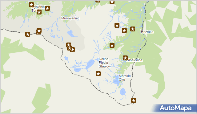 mapa Dolina Pięciu Stawów, Dolina Pięciu Stawów na mapie Targeo