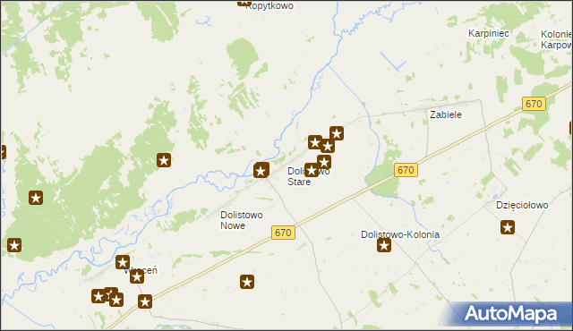 mapa Dolistowo Stare, Dolistowo Stare na mapie Targeo