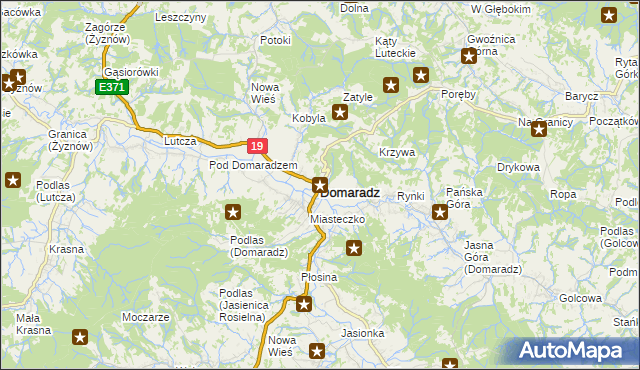 mapa Domaradz powiat brzozowski, Domaradz powiat brzozowski na mapie Targeo