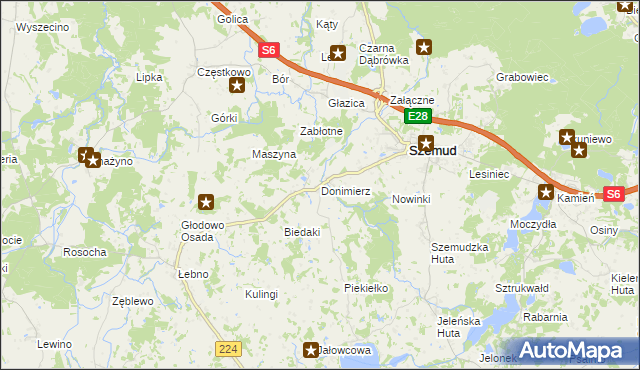 mapa Donimierz gmina Szemud, Donimierz gmina Szemud na mapie Targeo
