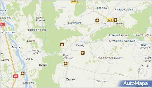 mapa Drwały gmina Zatory, Drwały gmina Zatory na mapie Targeo