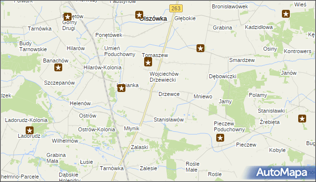 mapa Drzewce gmina Olszówka, Drzewce gmina Olszówka na mapie Targeo