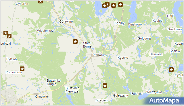mapa Drzewiany, Drzewiany na mapie Targeo