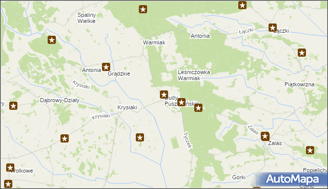 mapa Dudy Puszczańskie, Dudy Puszczańskie na mapie Targeo