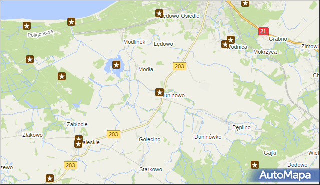 mapa Duninowo, Duninowo na mapie Targeo