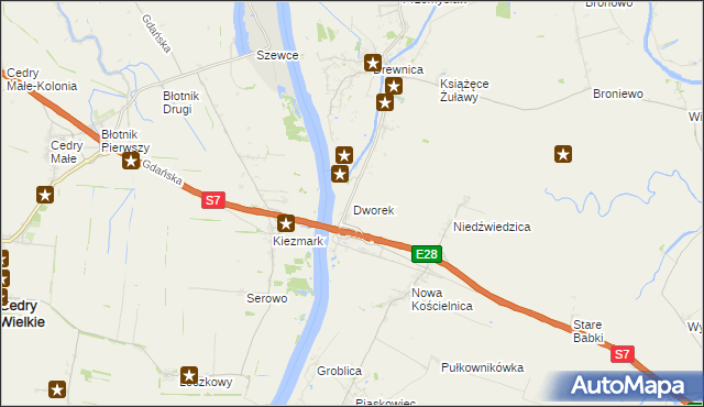mapa Dworek gmina Stegna, Dworek gmina Stegna na mapie Targeo