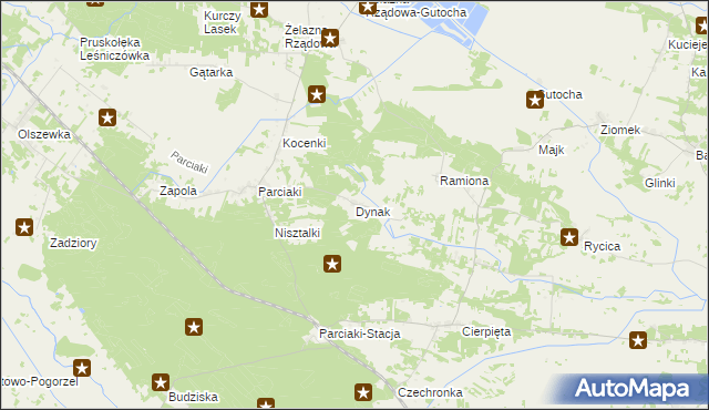 mapa Dynak, Dynak na mapie Targeo