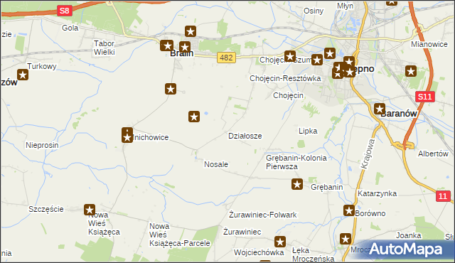 mapa Działosze, Działosze na mapie Targeo