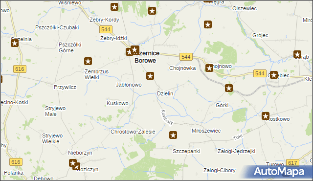 mapa Dzielin, Dzielin na mapie Targeo
