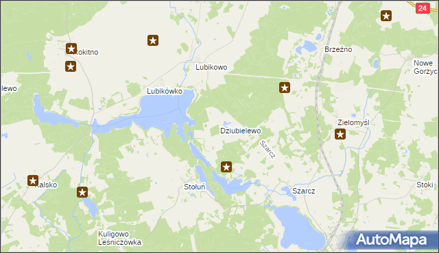 mapa Dziubielewo, Dziubielewo na mapie Targeo