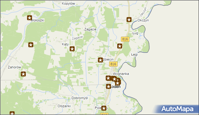 mapa Elżbiecin gmina Kodeń, Elżbiecin gmina Kodeń na mapie Targeo
