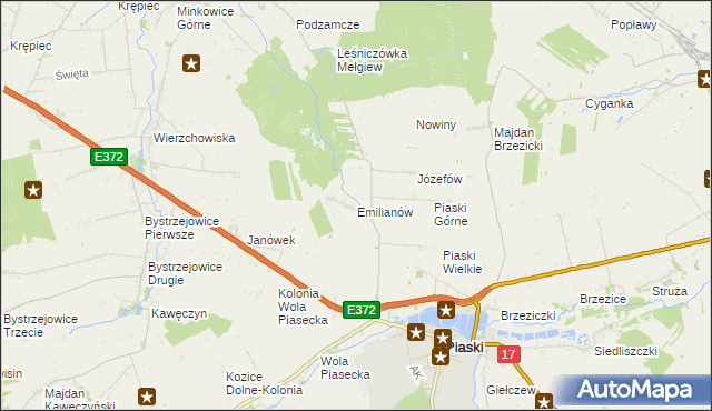 mapa Emilianów gmina Piaski, Emilianów gmina Piaski na mapie Targeo