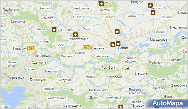 mapa Fałkowice gmina Gdów, Fałkowice gmina Gdów na mapie Targeo