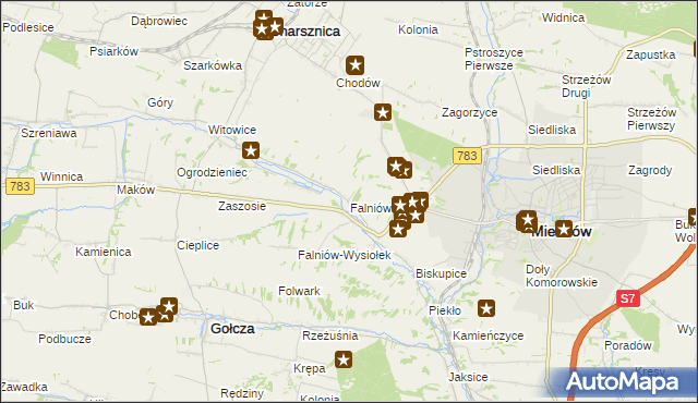 mapa Falniów, Falniów na mapie Targeo