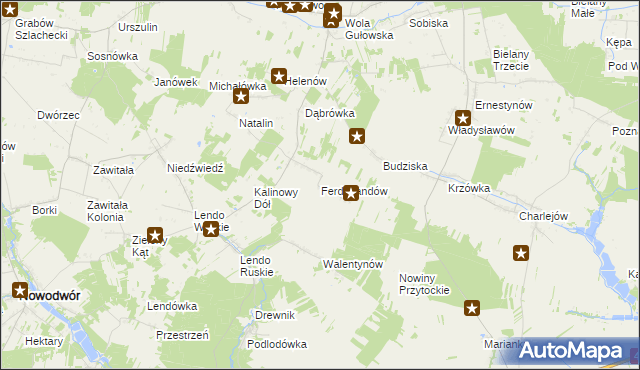 mapa Ferdynandów gmina Adamów, Ferdynandów gmina Adamów na mapie Targeo