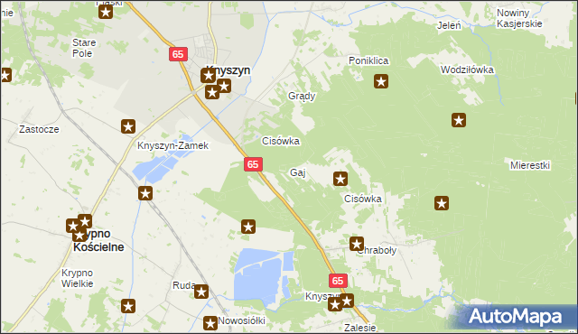 mapa Gaj gmina Dobrzyniewo Duże, Gaj gmina Dobrzyniewo Duże na mapie Targeo