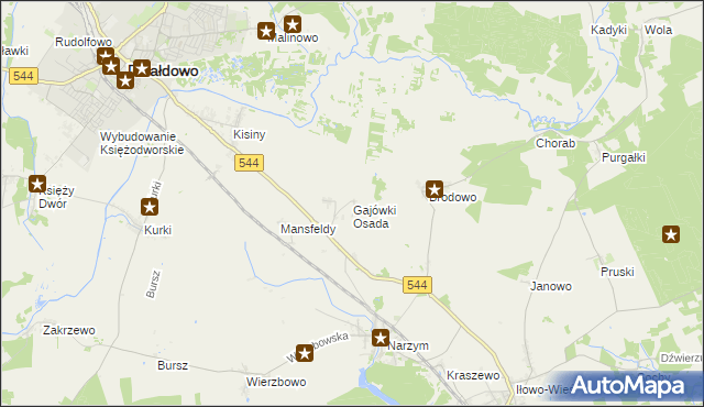 mapa Gajówki Osada, Gajówki Osada na mapie Targeo