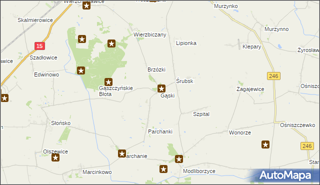 mapa Gąski gmina Gniewkowo, Gąski gmina Gniewkowo na mapie Targeo