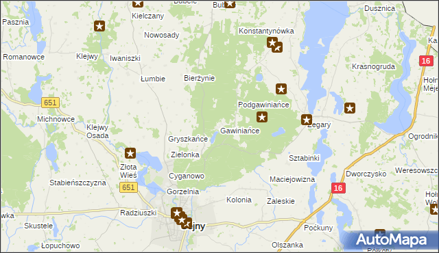 mapa Gawiniańce, Gawiniańce na mapie Targeo