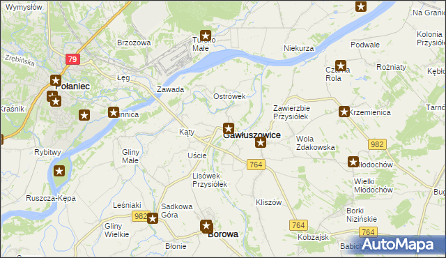 mapa Gawłuszowice, Gawłuszowice na mapie Targeo