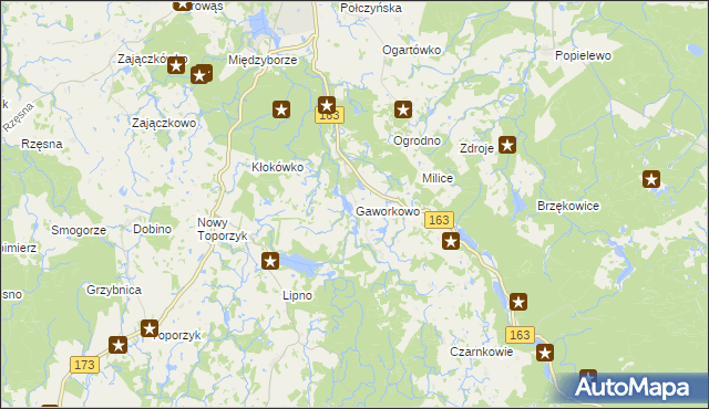 mapa Gaworkowo, Gaworkowo na mapie Targeo