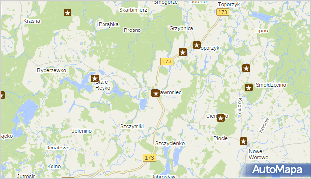 mapa Gawroniec gmina Połczyn-Zdrój, Gawroniec gmina Połczyn-Zdrój na mapie Targeo