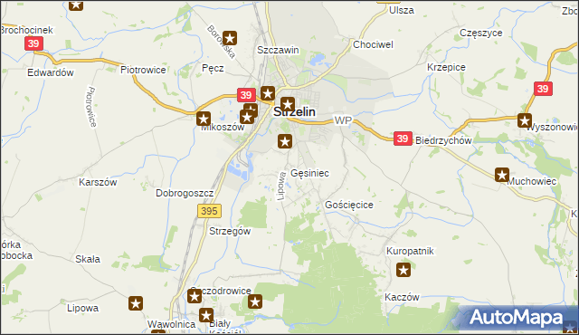 mapa Gęsiniec, Gęsiniec na mapie Targeo