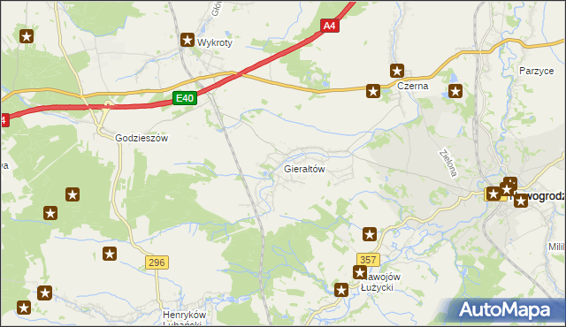 mapa Gierałtów, Gierałtów na mapie Targeo