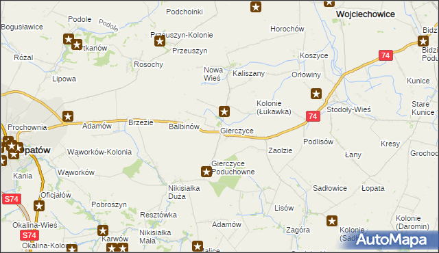 mapa Gierczyce gmina Wojciechowice, Gierczyce gmina Wojciechowice na mapie Targeo