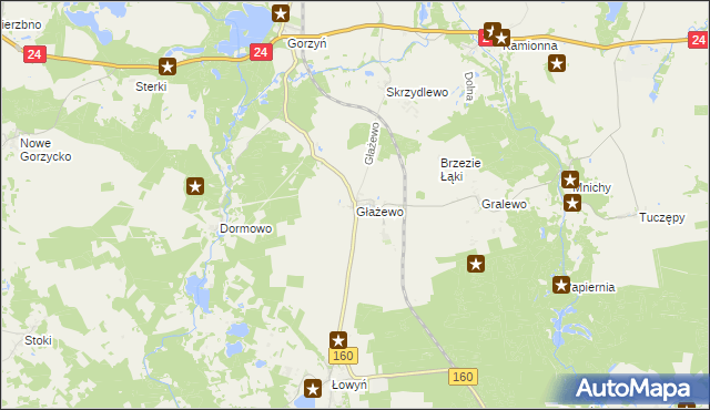 mapa Głażewo gmina Międzychód, Głażewo gmina Międzychód na mapie Targeo