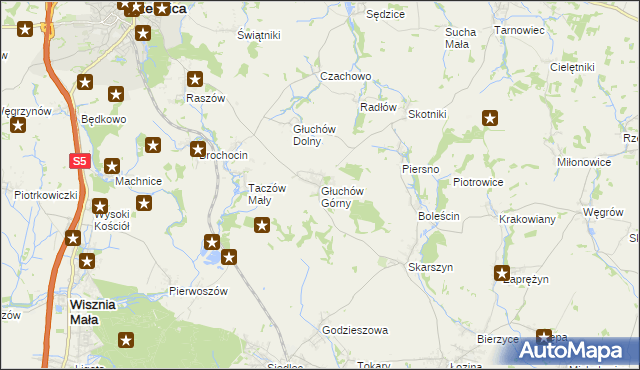 mapa Głuchów Górny, Głuchów Górny na mapie Targeo