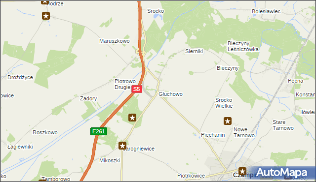 mapa Głuchowo gmina Czempiń, Głuchowo gmina Czempiń na mapie Targeo