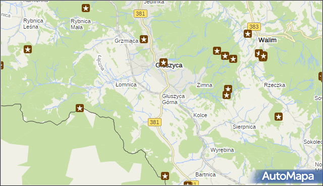 mapa Głuszyca Górna, Głuszyca Górna na mapie Targeo