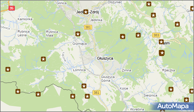 mapa Głuszyca powiat wałbrzyski, Głuszyca powiat wałbrzyski na mapie Targeo