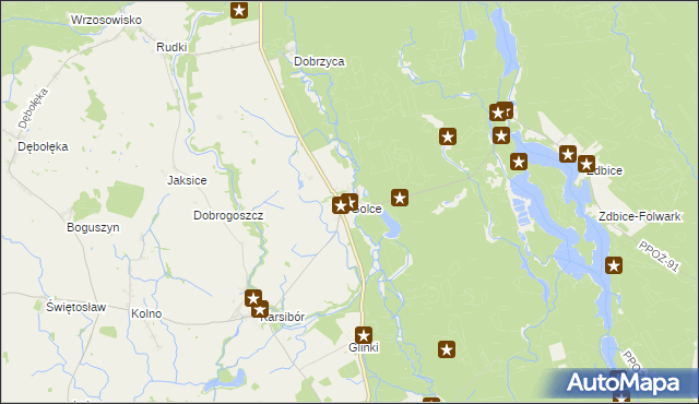 mapa Golce gmina Wałcz, Golce gmina Wałcz na mapie Targeo