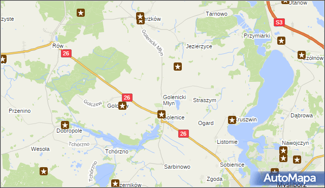 mapa Golenicki Młyn, Golenicki Młyn na mapie Targeo