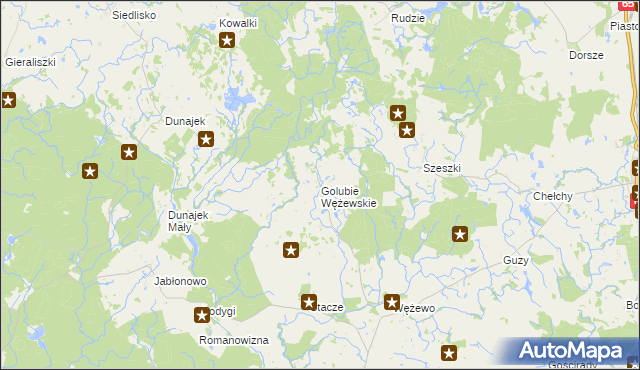 mapa Golubie Wężewskie, Golubie Wężewskie na mapie Targeo