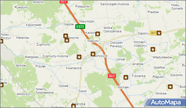 mapa Gończyce, Gończyce na mapie Targeo