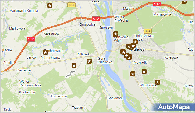 mapa Góra Puławska, Góra Puławska na mapie Targeo
