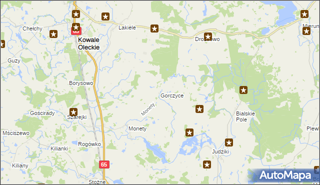 mapa Gorczyce gmina Kowale Oleckie, Gorczyce gmina Kowale Oleckie na mapie Targeo