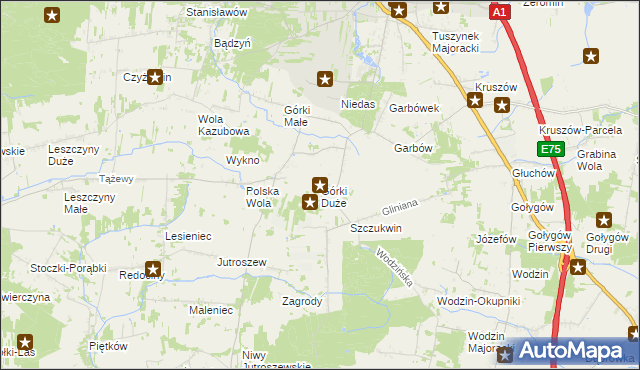 mapa Górki Duże gmina Tuszyn, Górki Duże gmina Tuszyn na mapie Targeo