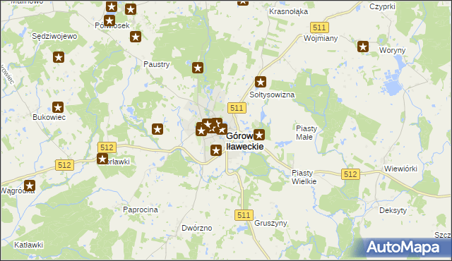 mapa Górowo Iławeckie, Górowo Iławeckie na mapie Targeo
