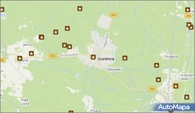 mapa Gozdnica powiat żagański, Gozdnica powiat żagański na mapie Targeo