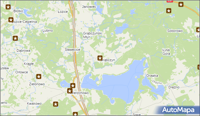 mapa Grąbczyn gmina Szczecinek, Grąbczyn gmina Szczecinek na mapie Targeo
