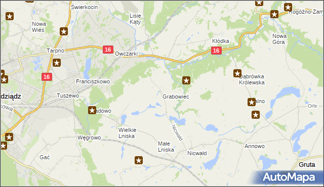 mapa Grabowiec gmina Grudziądz, Grabowiec gmina Grudziądz na mapie Targeo
