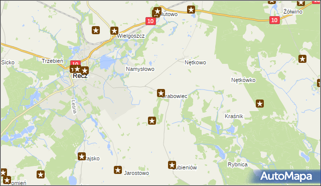mapa Grabowiec gmina Recz, Grabowiec gmina Recz na mapie Targeo