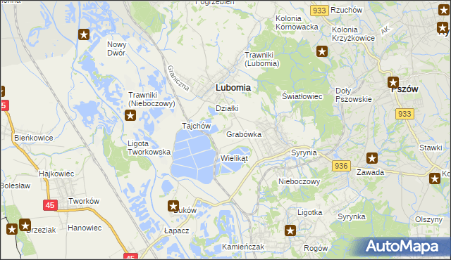 mapa Grabówka gmina Lubomia, Grabówka gmina Lubomia na mapie Targeo